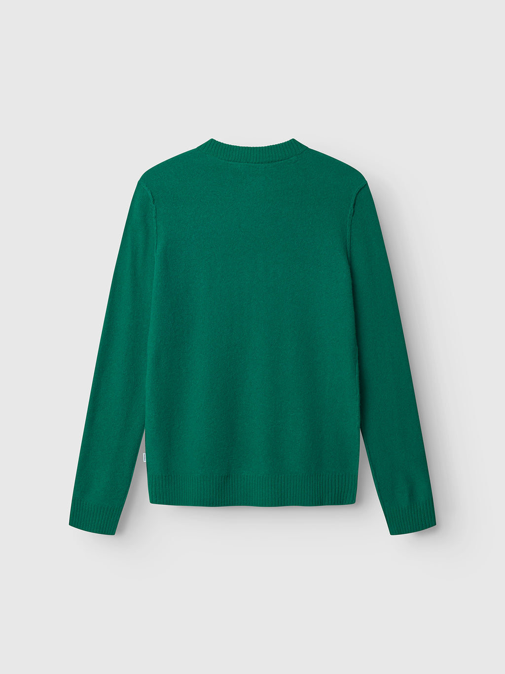 The Gabba Tokota Aico LS in green is displayed from the back, highlighting its crew neck and ribbed cuffs and hem, against a light gray background.