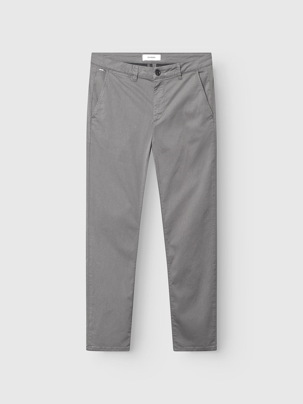 The Gabba GABpaul K3280 Dale Chino in Dust Sage Green features a slim fit, button and zip closure, front French pockets, double paspel back pockets, and belt loops, shown on a plain white background.