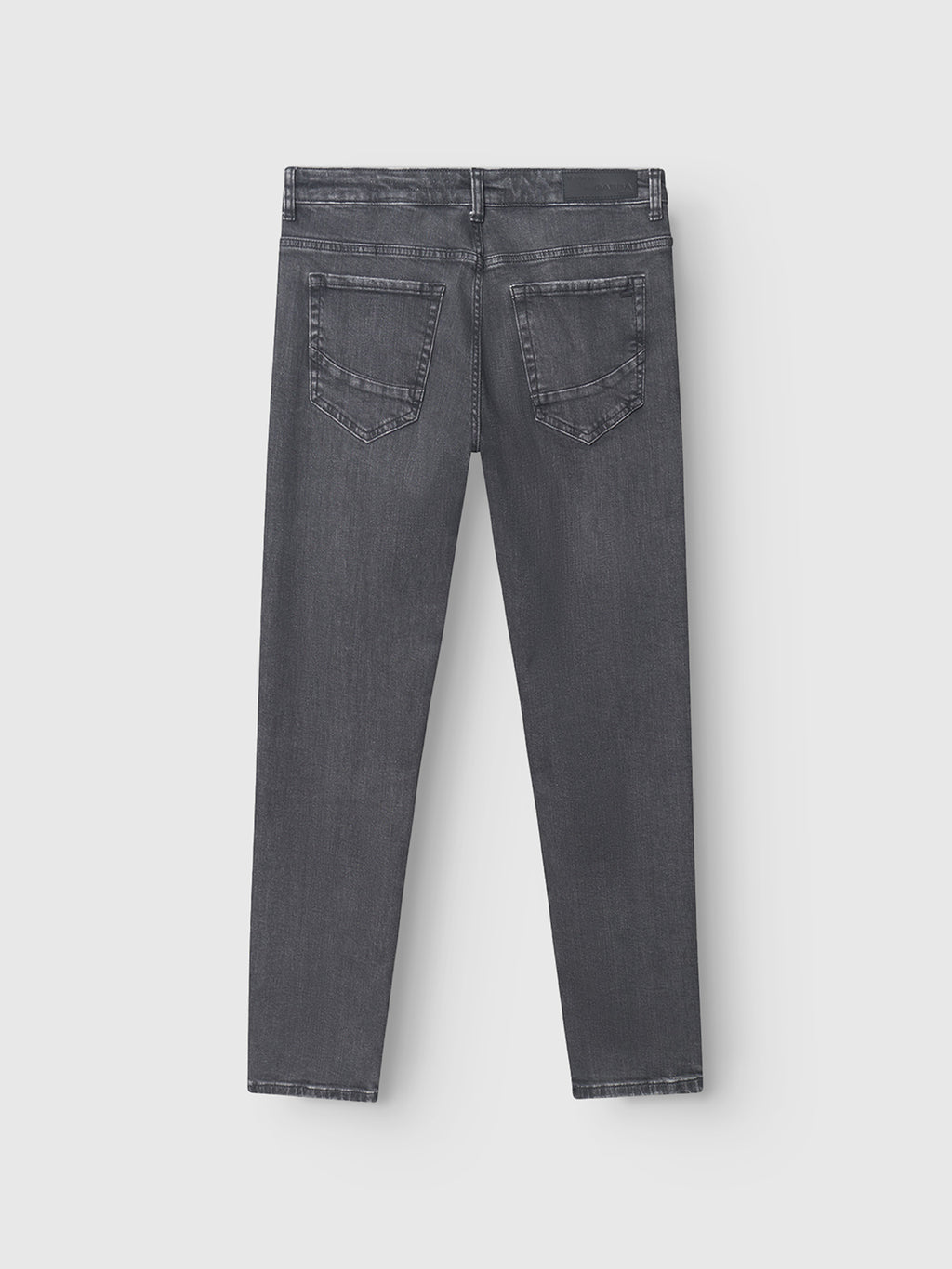 The Gabba GABmarc F1011 Black Denim straight fit jeans are shown from the back, with two back pockets and subtle seam fading, laid flat on a light gray background.