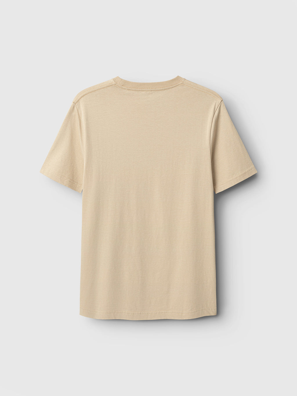 Gabba GABdune Logo GOTS SS T-Shirt in Safari shown from the back against a white background, featuring a beige short-sleeve organic cotton design with a simple, unadorned look.