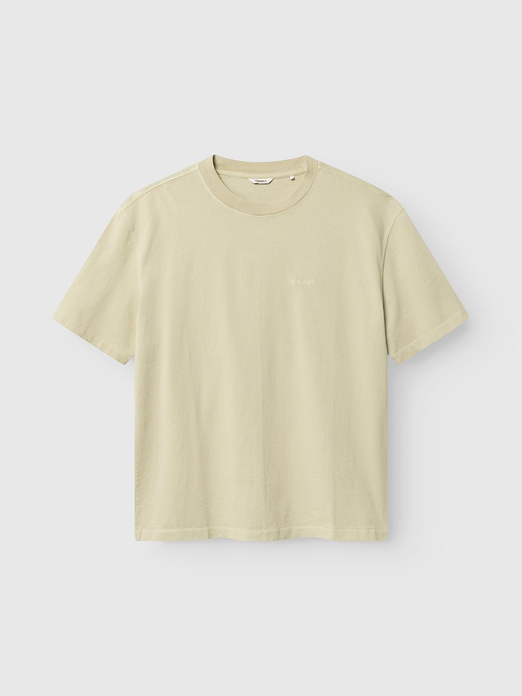 The Gabba GABnigel Wix Boxy Hour SS in Alfa Green is a heavyweight cotton short-sleeve t-shirt with a crew neckline and relaxed, boxy fit, shown here on a white background. Minimal detailing emphasizes its simple, modern style.