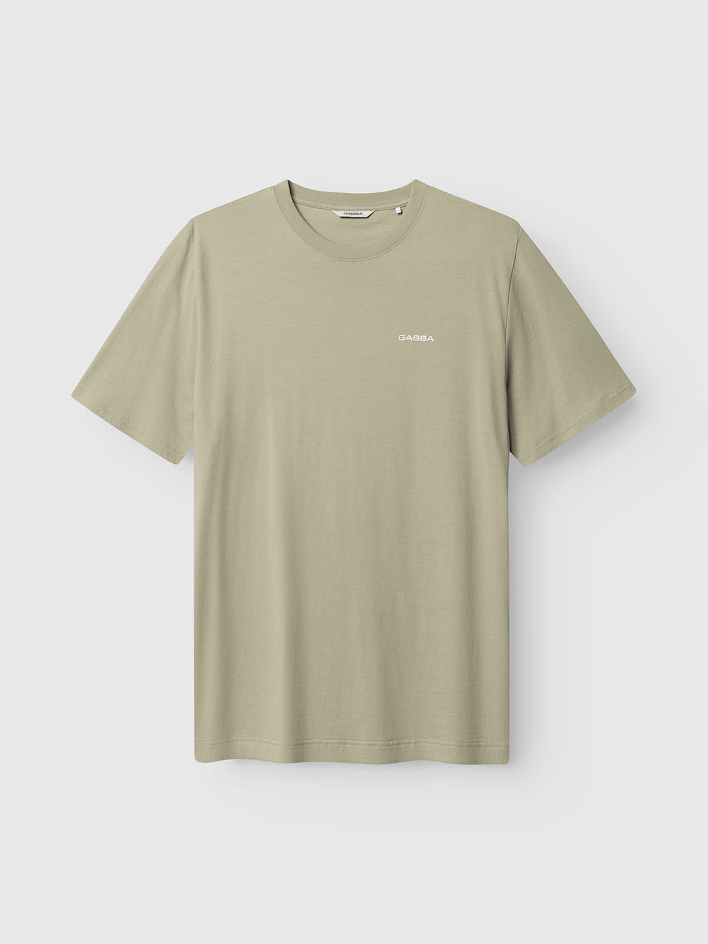 The Gabba GABdune Logo GOTS SS T-Shirt in light green is a classic fit, organic cotton tee with a crew neckline and a small white logo on the left chest, shown against a plain white background.