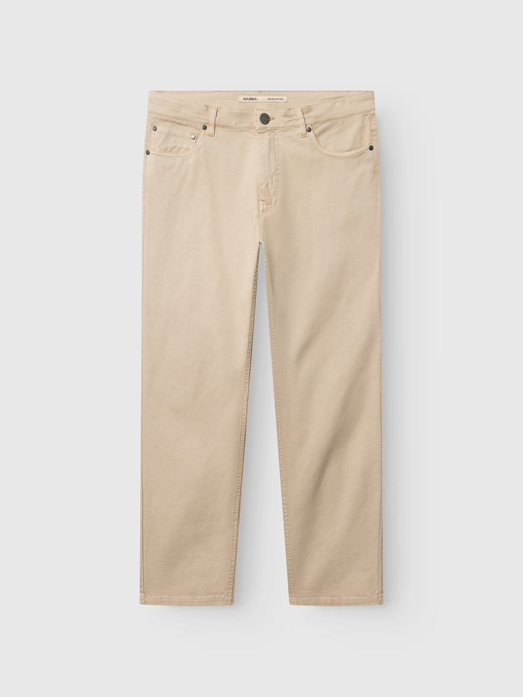 The Gabba GABmarc 5poc Marlo - Birch jeans feature a beige color, regular fit, classic five-pocket design, belt loops, and button closure—stylish and comfortable for any occasion.