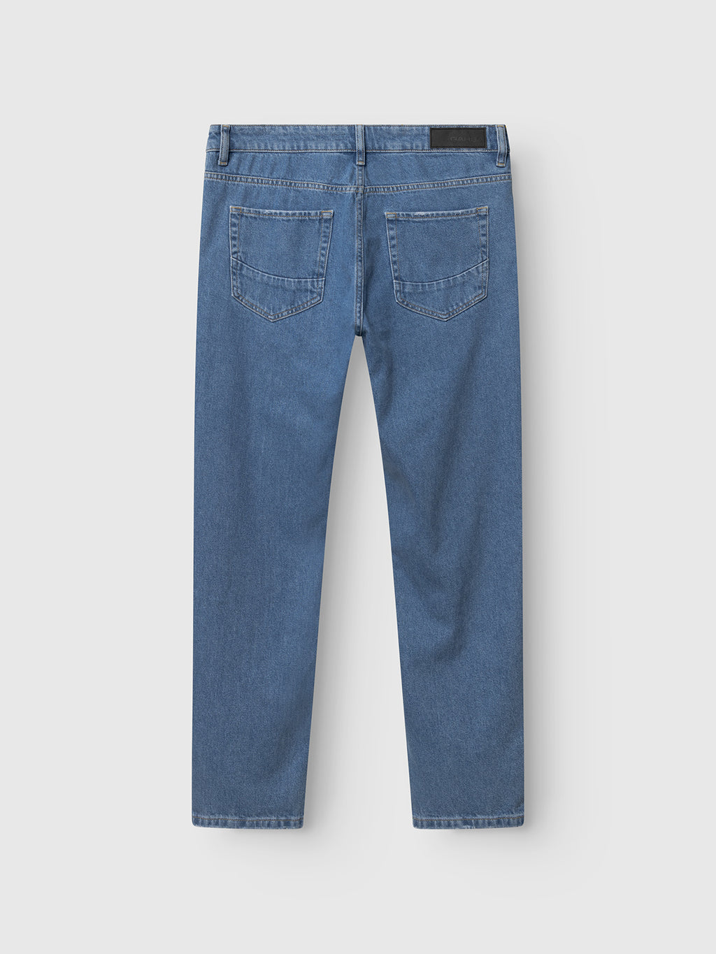 The Gabba GABmarc 5poc Mid Jeans in mid blue denim are shown from the back, with two back pockets, belt loops, a black waistband patch, and a classic 5-pocket design. The regular-fit jeans are laid flat on a white background.