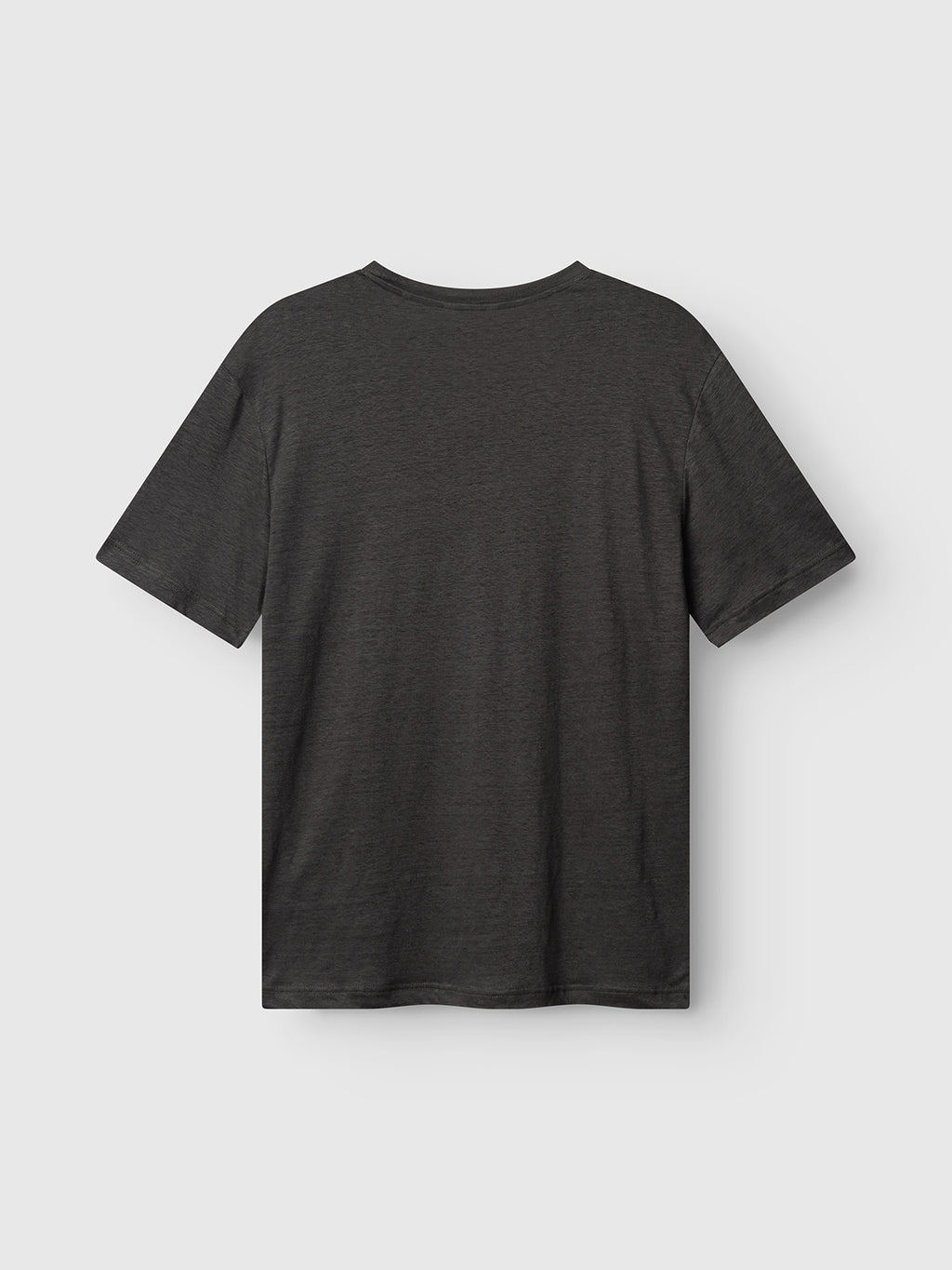 The Gabba GABdune Linen SS T-Shirt in Pirate Black, a regular fit, short-sleeved style, is laid flat with its back facing up against a light gray background.