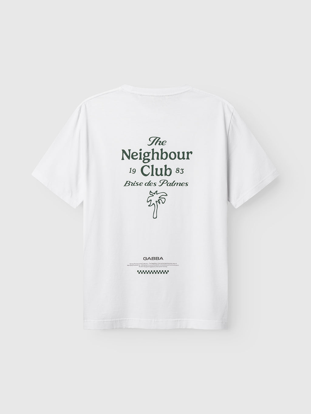 The Gabba GABnigel NBH SS T-Shirt GOTS in white is an organic cotton tee featuring green 