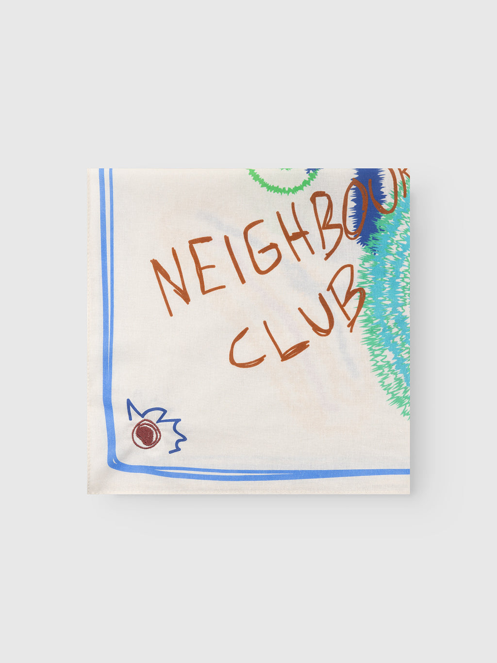 The GABnando Bandana - Multi Pattern by Gabba features blue and green designs, 