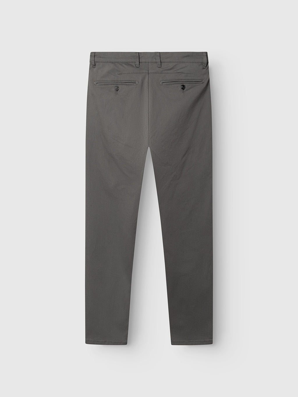 Back view of Gabba GABpaul K3280 Dale Chino in Dust Sage Green, featuring two buttoned welt pockets, French pockets, and a slim leg opening, displayed on a plain white background.