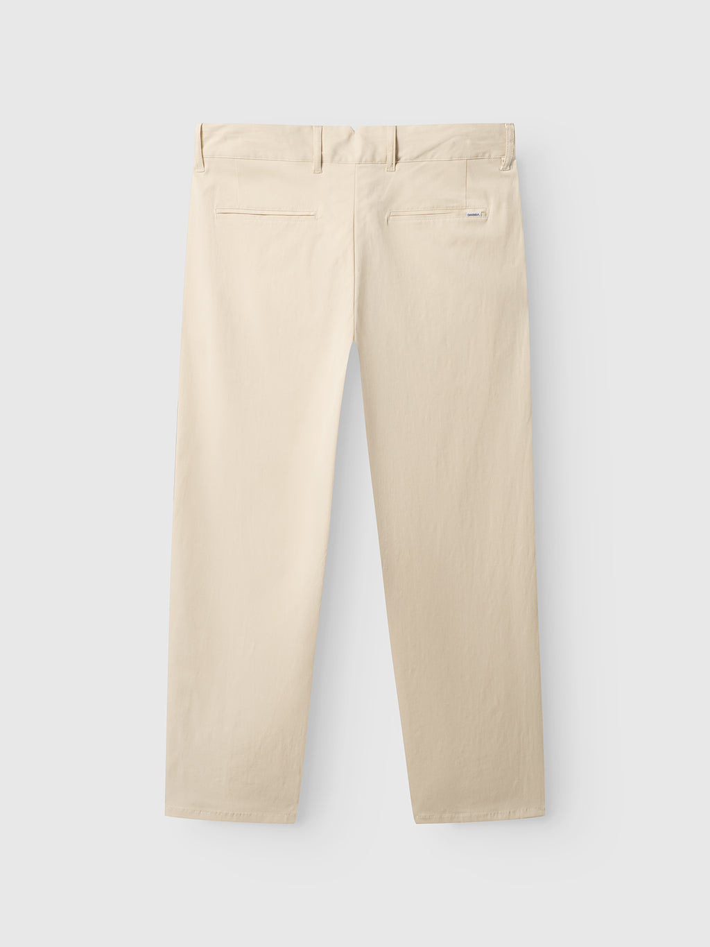 Back view of Gabba GABfirenze Bolu Cropped TENCEL™ Pant in Birch, featuring a relaxed fit, straight-leg silhouette, two welt back pockets, and belt loops at the waistband, laid flat on a plain white background.