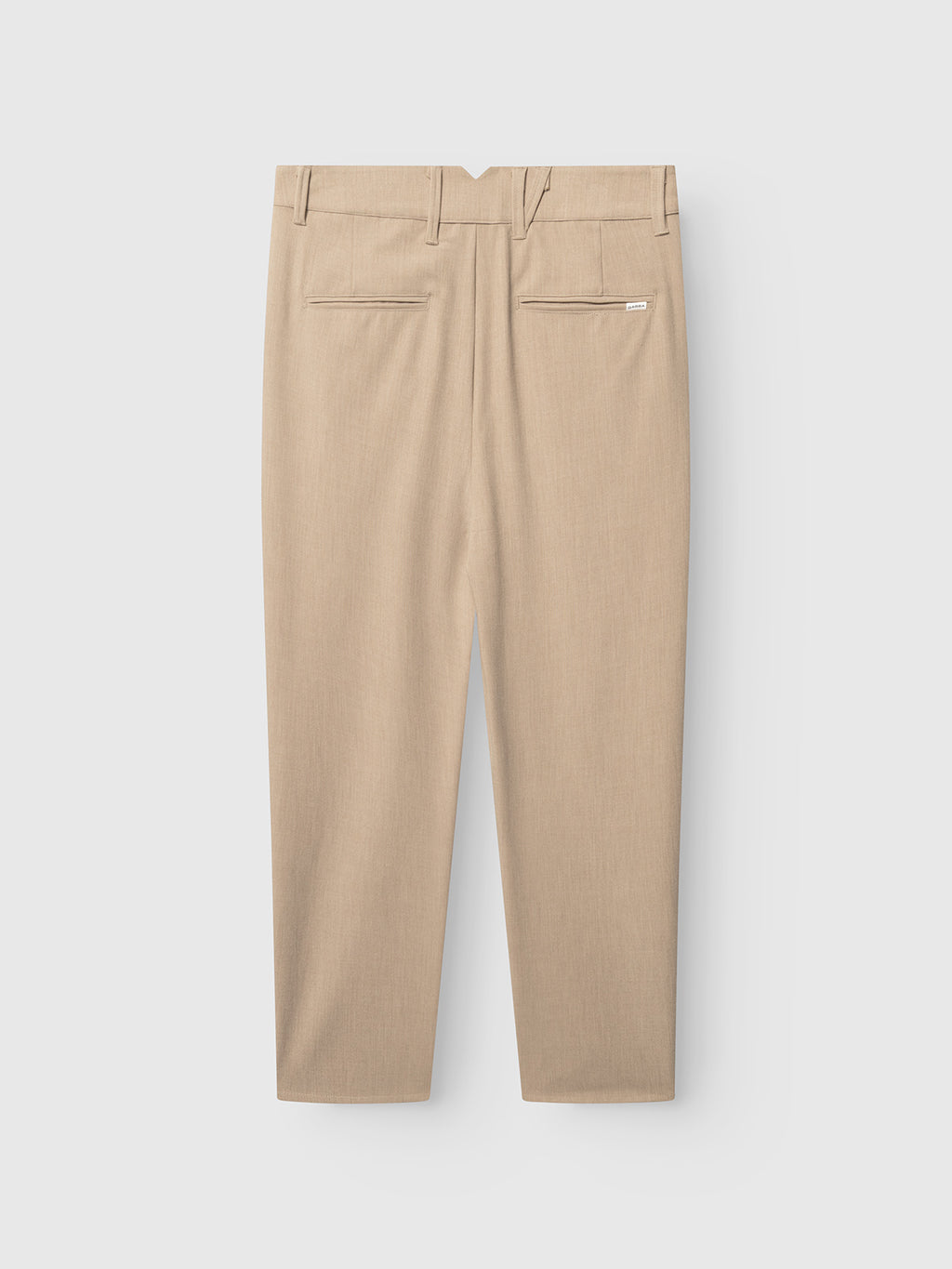 Back view of Gabba GABfirenze Phin Cropped GRS - Sand Plaza trousers with belt loops, two back welt pockets, and a tailored straight-leg fit, shown on a plain white background.