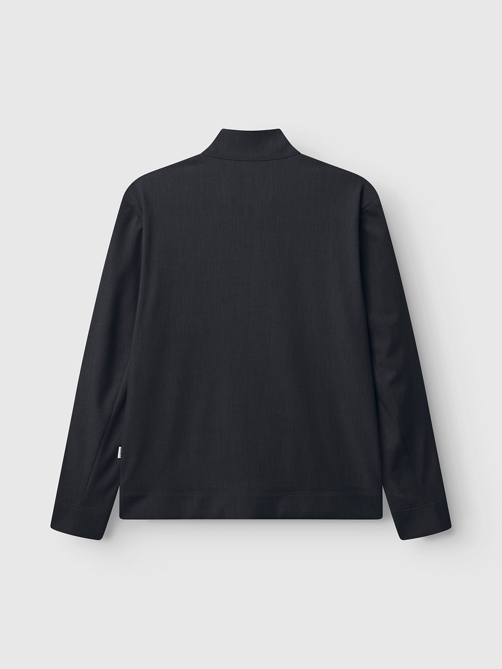 Back view of the Gabba GABnik Phin GRS zip-through jacket in blue black, regular fit with long sleeves and a short stand collar, made from recycled polyester, shown against a plain light gray background.