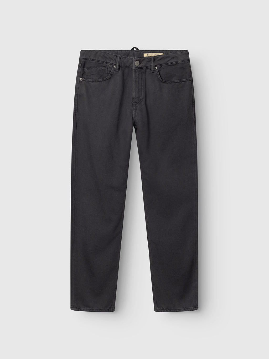 Gabba's GABcarl Blancel TENCEL™ Jeans in black feature a straight-leg cut, five pockets, and belt loops. Made from a TENCEL cotton blend, they're shown flat on a white background.