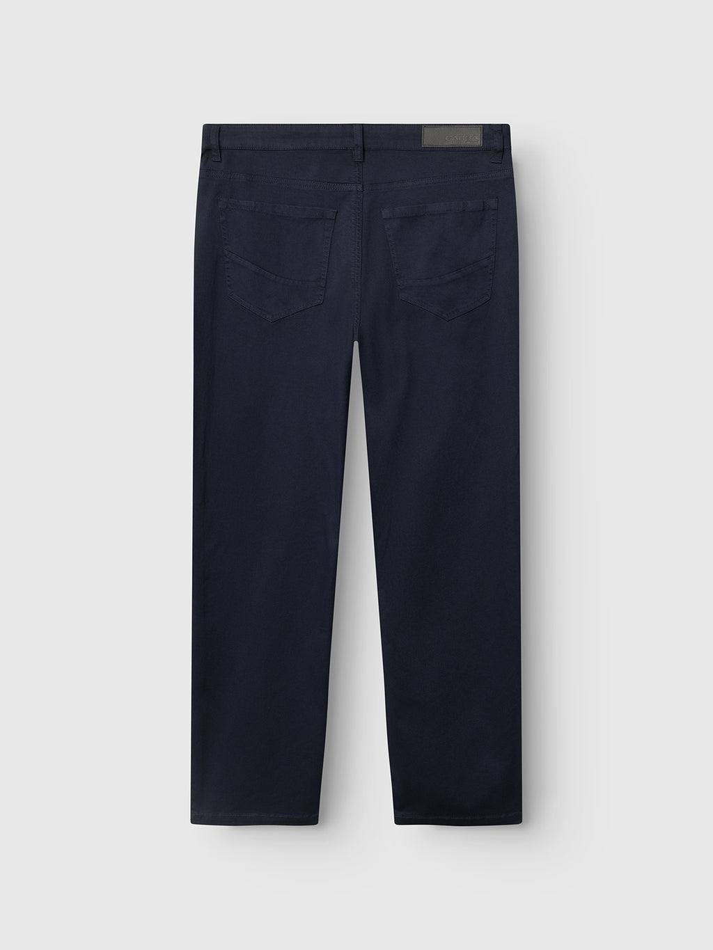 Gabba GABmarc 5poc Marlo dark navy regular-fit jeans shown from the back, highlighting two back pockets and a rectangular waistband patch, set against a plain light gray background.