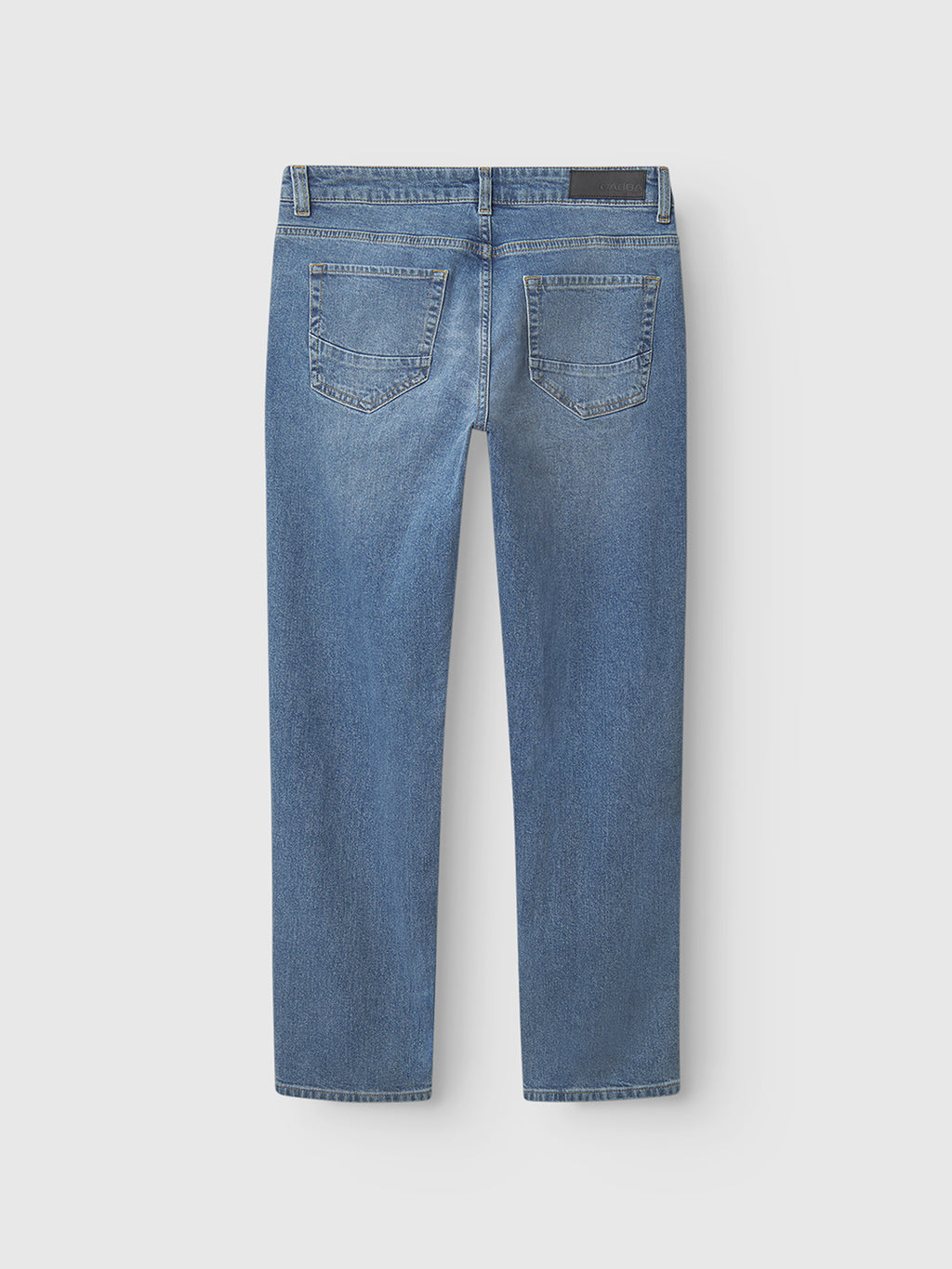 The Gabba GABMarc 5poc - Mid Blue Denim straight fit jeans are shown from the back, featuring two back pockets and straight legs, displayed against a plain white background.