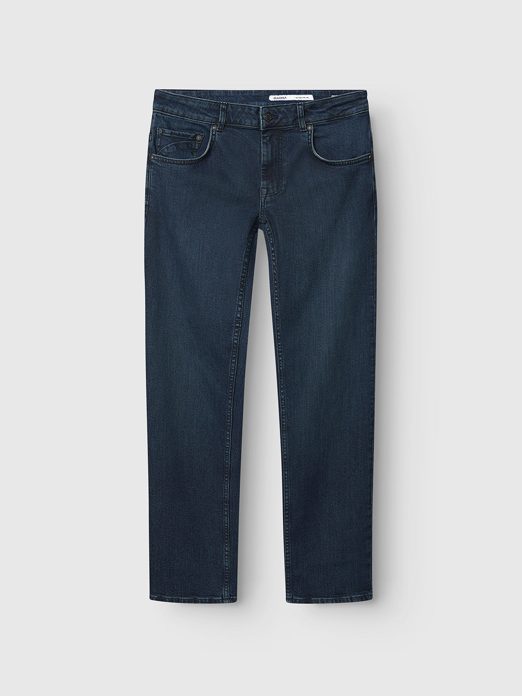 The Gabba GABmarc Mego - Dark Blue Denim jeans feature a classic five-pocket style and straight-leg cut, shown flat on a light gray background.