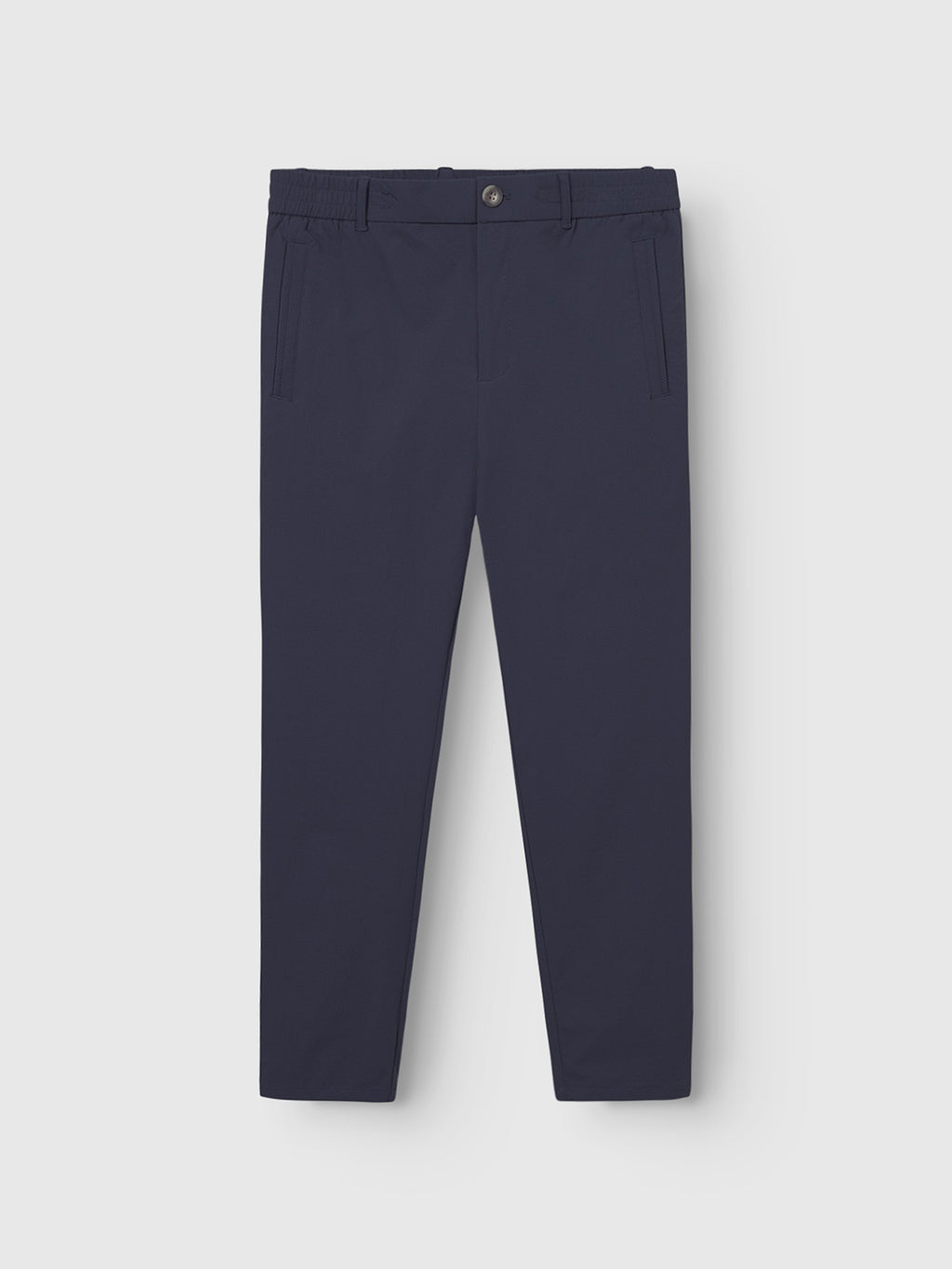 The Gabba GABmonza Tech - Navy features relaxed straight fit dress pants with button and zipper closure, front pockets, and belt loops, shown laid flat on a white background.