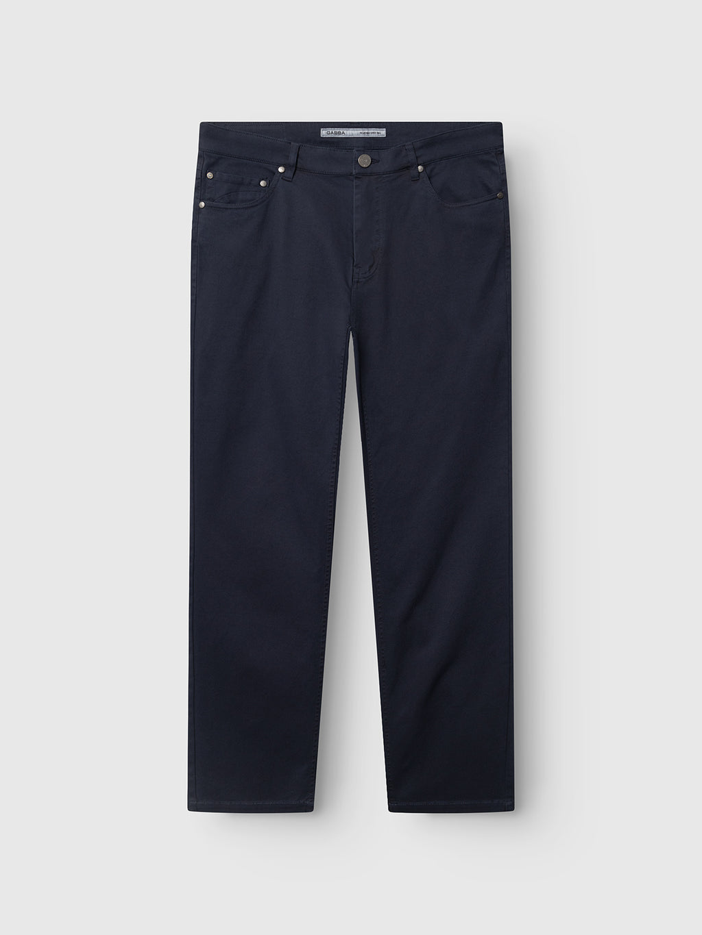 Gabba GABmarc 5poc Marlo - Dark Navy regular-fit jeans with a classic 5-pocket design and button closure, ideal for daily wear, shown laid flat on a plain light background.