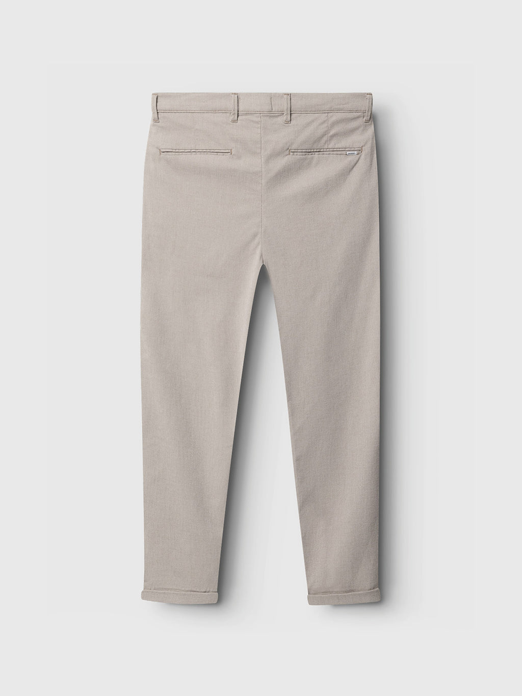 Gabba Pisa Domo Pants in Coriander, light beige trousers shown flat from the back with two welt pockets and turned-up cuffs—ideal for a sharp, stylish look in any setting.