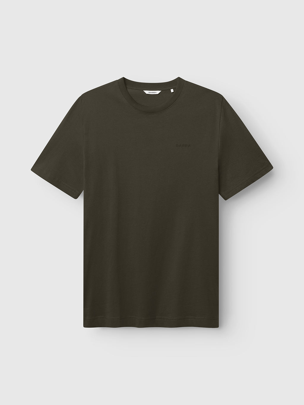 The Gabba GABdune Logo GOTS SS T-Shirt in Forest Night is shown on a white background. This organic cotton short-sleeve shirt features a classic crew neck and a relaxed fit, with no visible patterns or graphics.