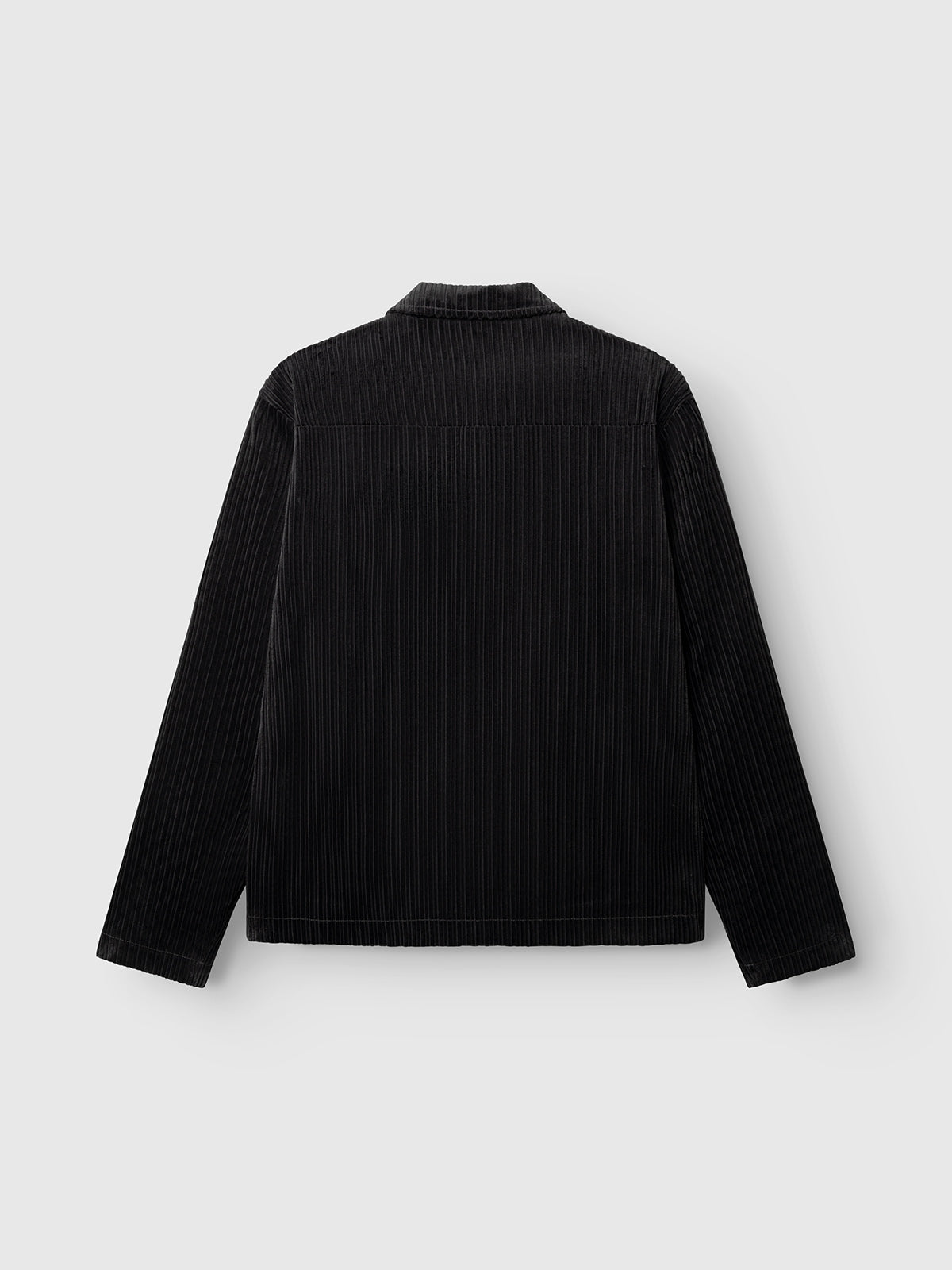 The Gabba GABnik Zip Riglia GOTS Jacket in dark grey is displayed against a light gray background, shown from the back with long sleeves and a straight hem.