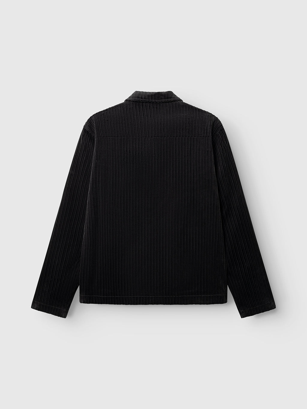 The Gabba GABnik Zip Riglia GOTS Jacket in dark grey is displayed against a light gray background, shown from the back with long sleeves and a straight hem.