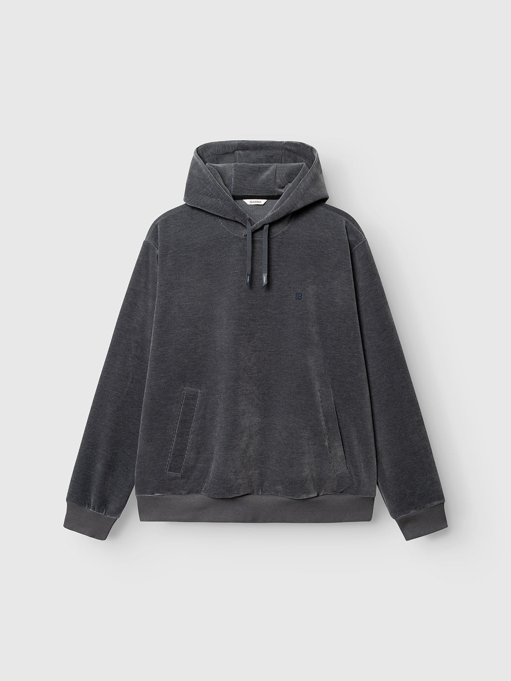 The Gabba GABprimo Fune Hoodie LS Sweat in Turbulence Blue is a regular fit casual hoodie, designed with a front pocket, adjustable drawstrings, and a subtle embroidered logo on the chest, showcased against a plain light background.