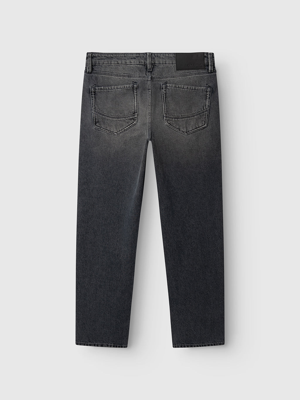 The Gabba GABmax Primesto WW0030 Jeans in grey denim are shown from the back, featuring two rear pockets, belt loops, and a modern straight fit crafted from heavy 3x1 denim against a plain light background.