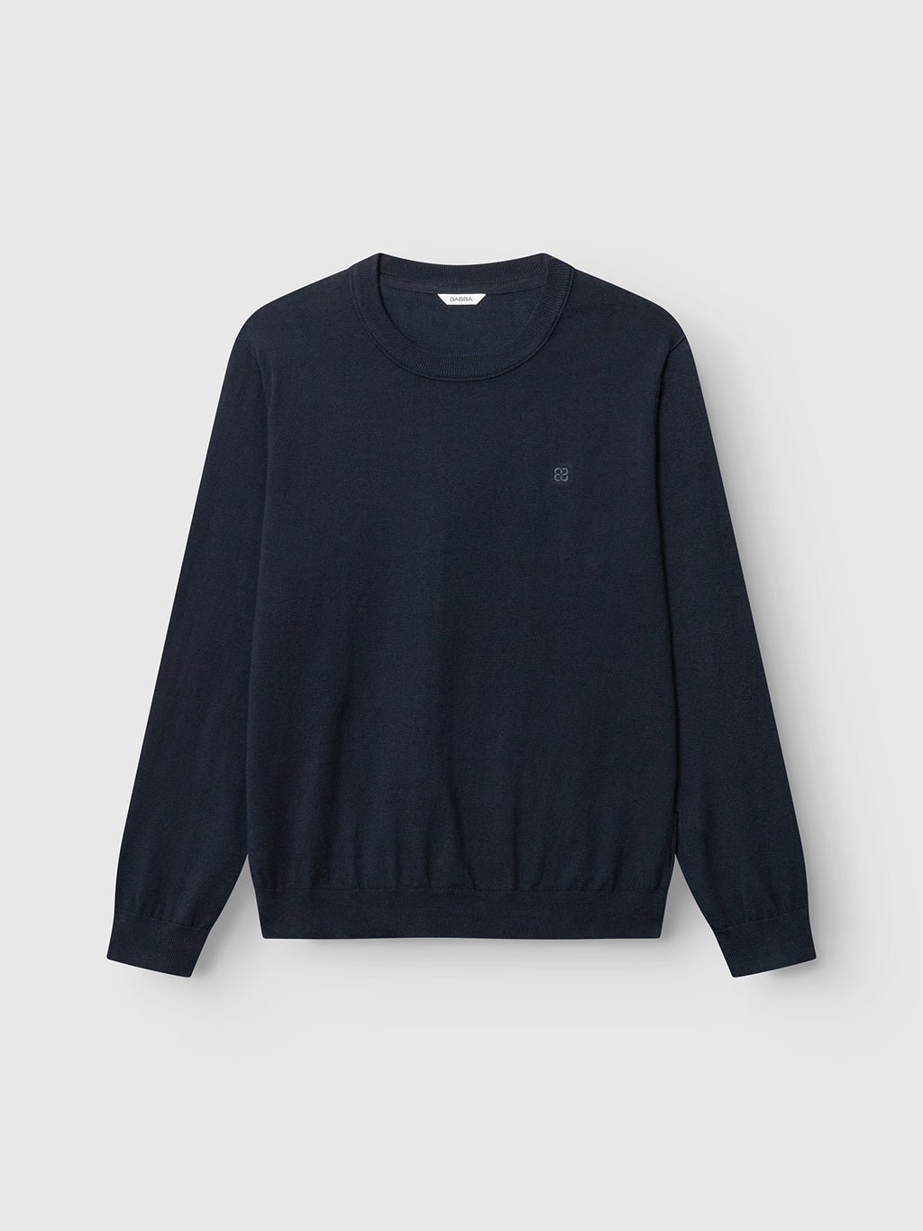 Navy GABfumo Element Spy LS Knit sweater in flat-knit cotton with a crew neck and a small tonal Gabba logo embroidered on the left chest.