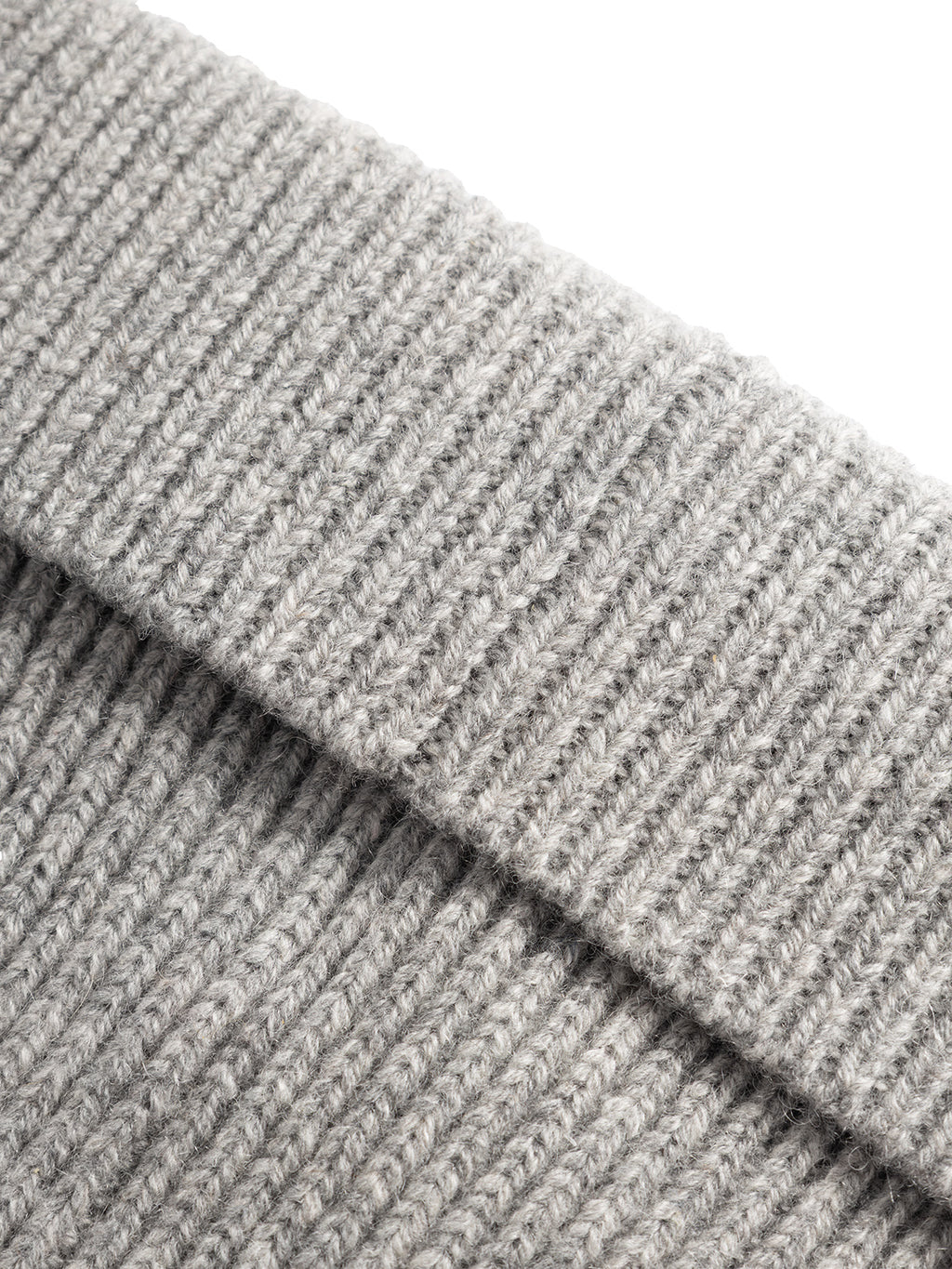 Close-up of the Gabba GABeast Flash Beanie in Grey Mel—a rib-knit beanie with a soft, textured finish and folded edge, making it an essential winter accessory.