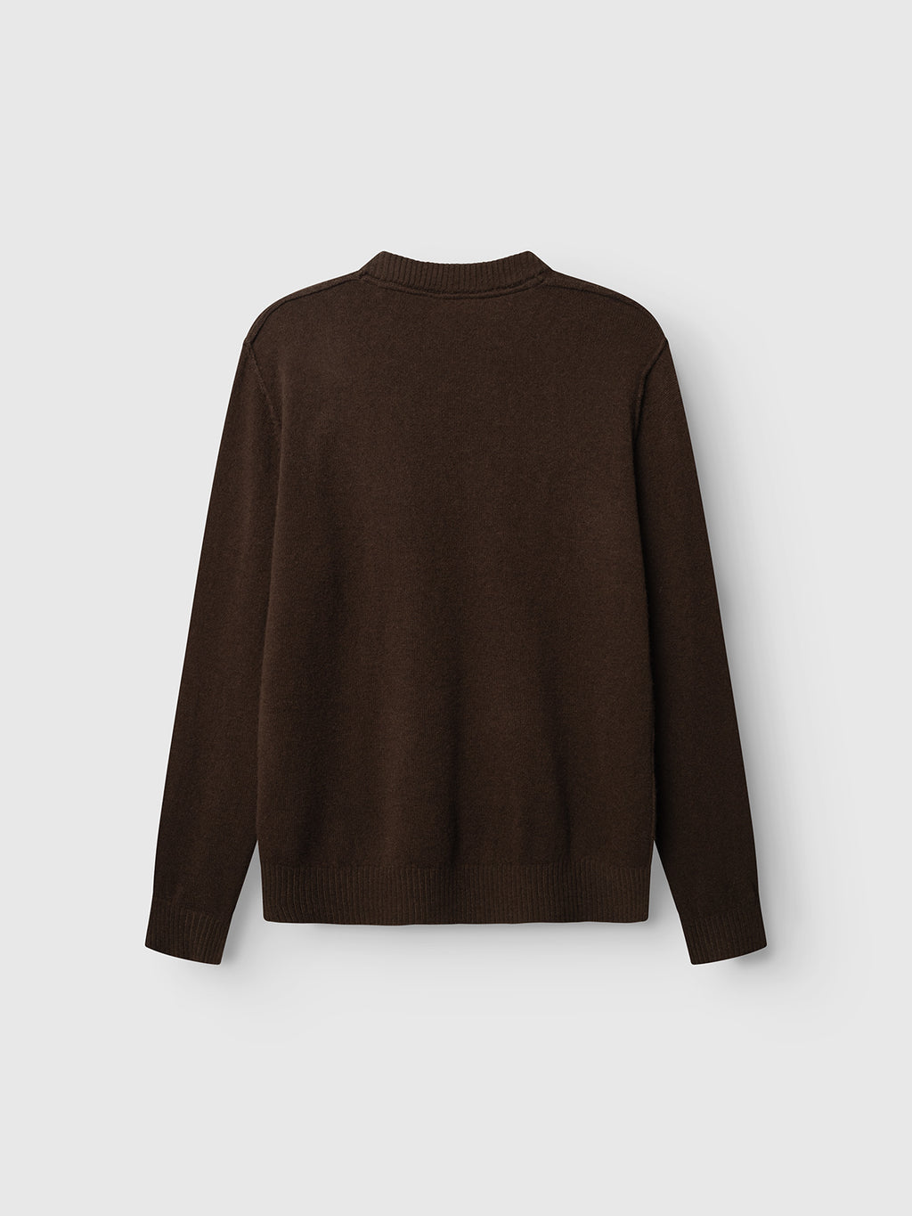 The Gabba GABtokota Element Aico LS Knit in Brown Slate, a plain, long-sleeved soft wool sweater, is displayed from the back against a light gray background.