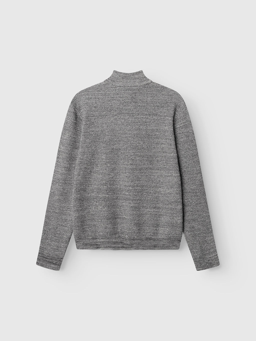 The Gabba GABlamix Coro Half LS Knit in light grey is shown from the back against a white background, featuring a mock turtleneck, long sleeves, regular fit, and a slightly textured cotton-blend knit fabric.