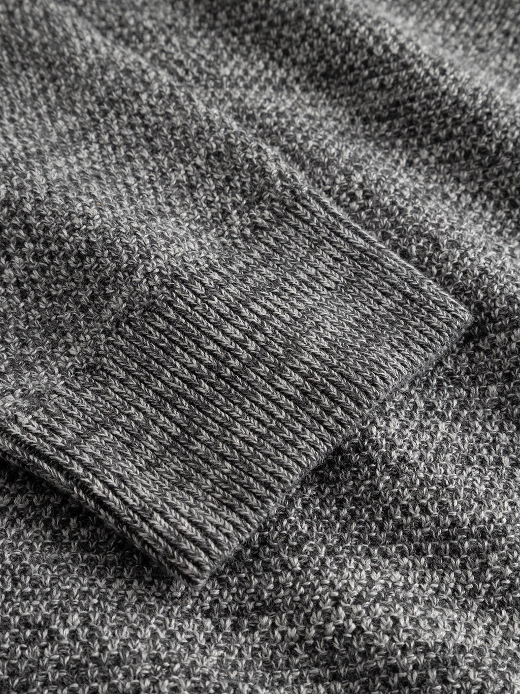 Close-up of the sleeve of the GABlamix Coro Half LS Knit in Lt. Grey by Gabba, highlighting the textured cotton-blend knit fabric and ribbed cuff detail.