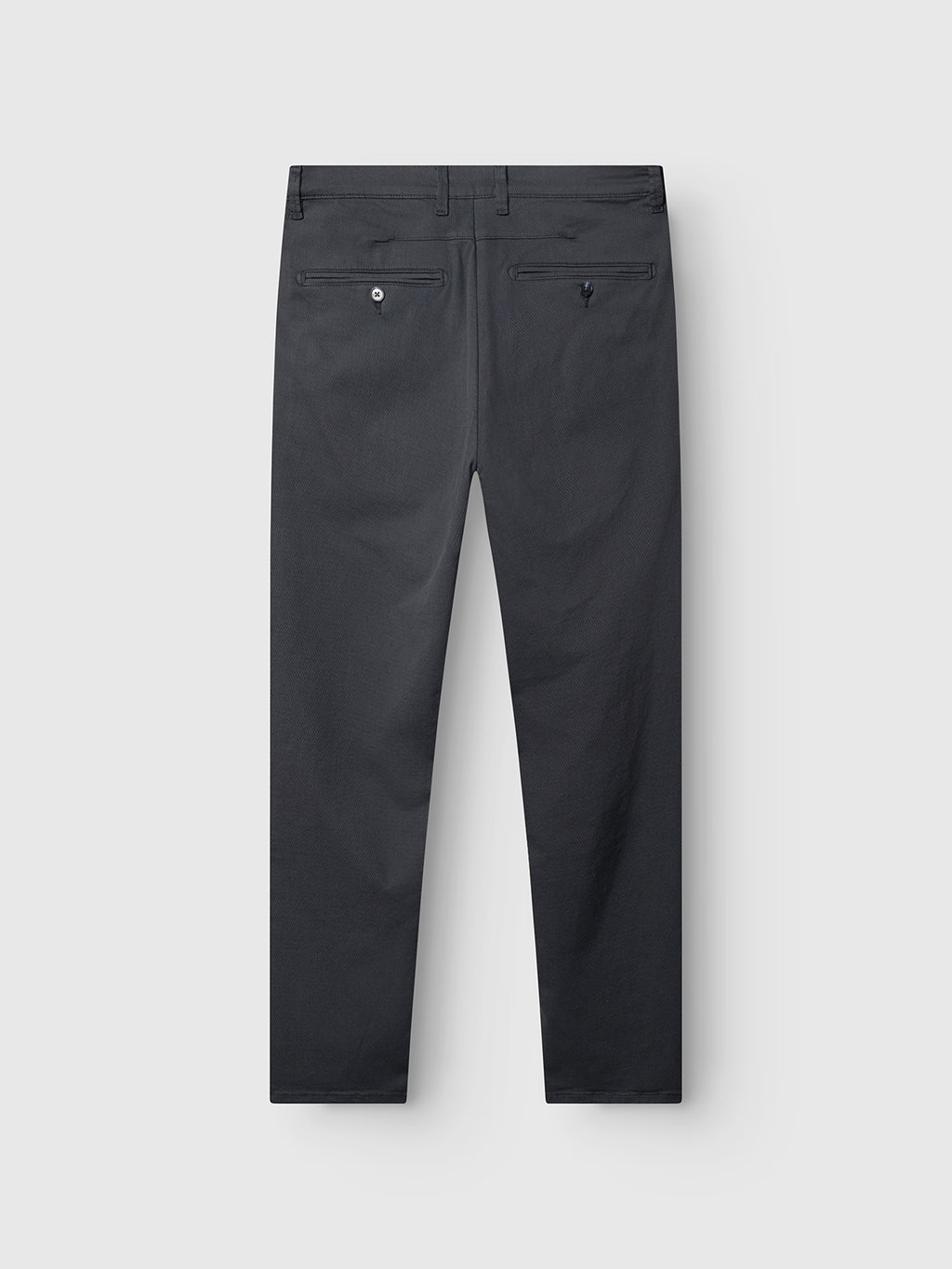 The Gabba GABpaul K3280 Dale Chino in Turbulence Blue is shown from the back, featuring slim fit and double-paspel back pockets with button closures on a plain white background.
