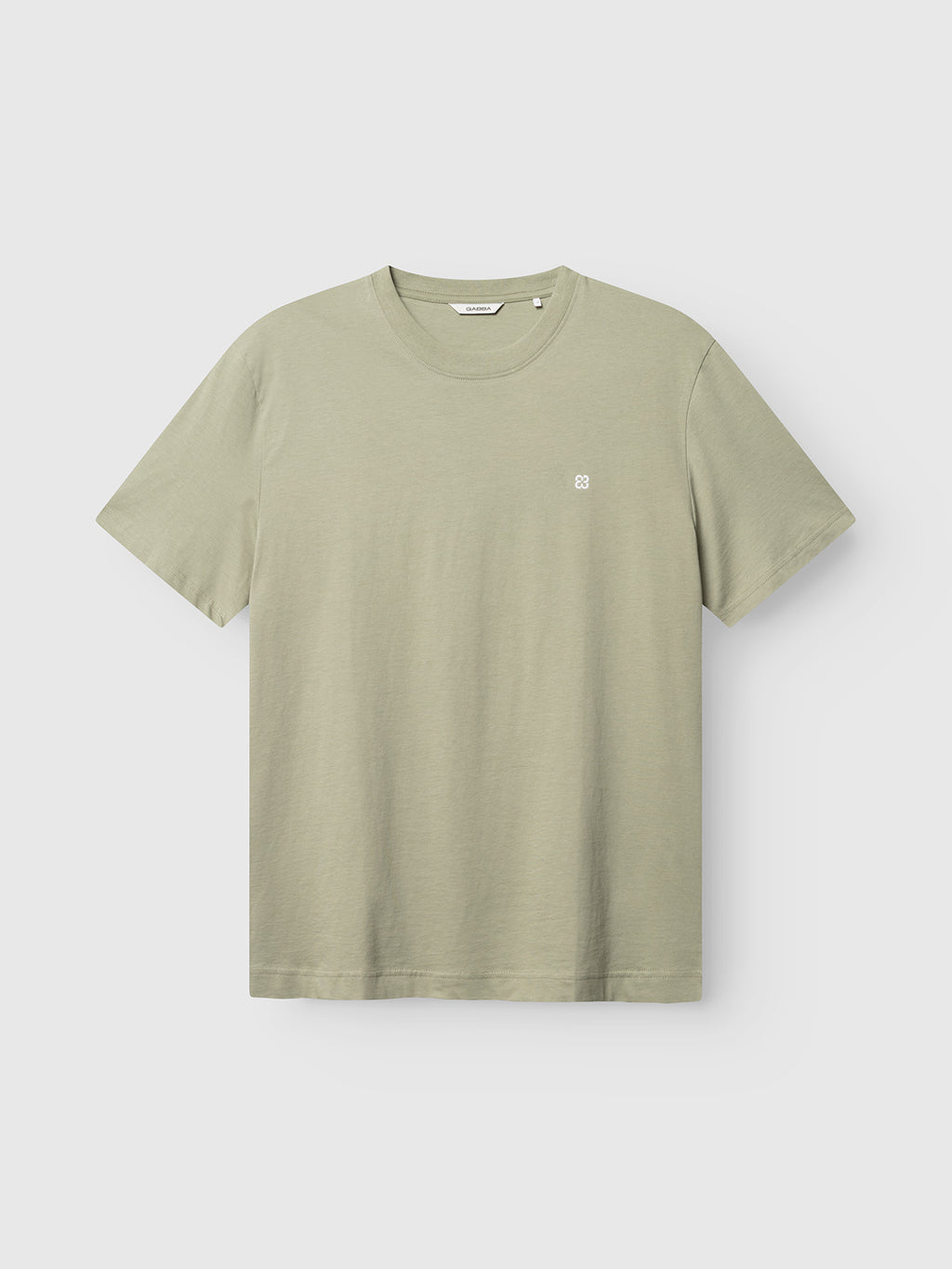The Gabba GABdune Element GOTS SS T-Shirt in light green features a classic fit, crew neckline, and a small white embroidered logo on the left chest, made from soft organic cotton and shown on a plain white background.