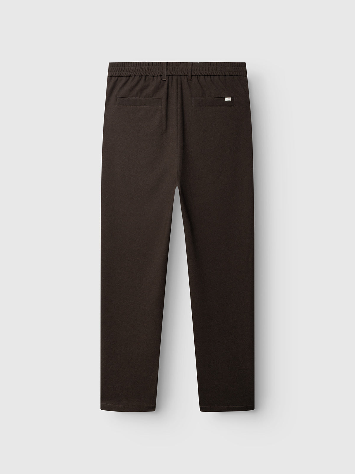A pair of Gabba GABnapoli 19 Phin GRS chinos in Brown Slate, featuring a wool blend fabric, elastic waistband, and two back pockets, displayed flat against a white background.