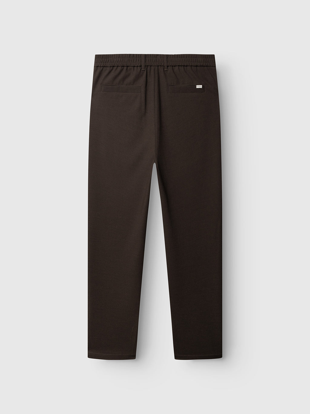 A pair of Gabba GABnapoli 19 Phin GRS chinos in Brown Slate, featuring a wool blend fabric, elastic waistband, and two back pockets, displayed flat against a white background.