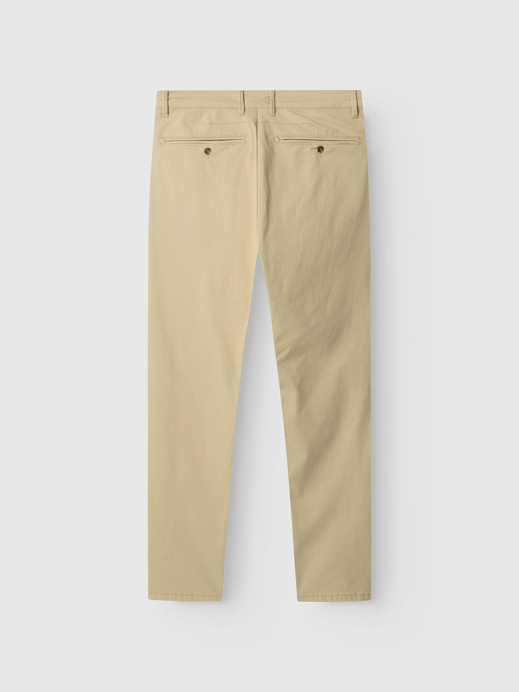 Back view of Gabba GABpaul K3280 Dale Chino in Alfa Green, featuring a slim fit, two buttoned welt pockets, French pockets, and belt loops at the waistband, displayed against a plain white background.