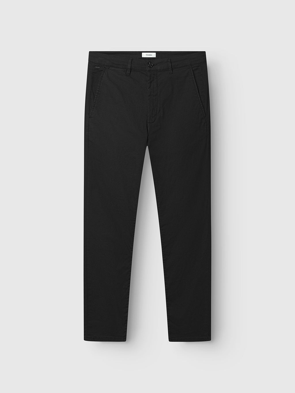 The GABBA GABpaul K3280 Dale Chino in black features a slim, straight-leg fit with French pockets and belt loops, shown flat on a plain white background.