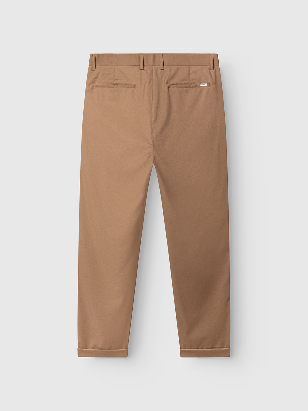 The Gabba GABjoe Turnup Fin Pant in Sand is a classic straight-leg chino made from a soft twill viscose blend, shown from the back with two rear welt pockets and belt loops.