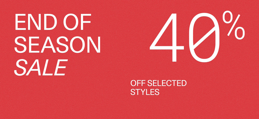 Red sale banner with 'End of Season Sale' text and 40% discount offer on a red background.