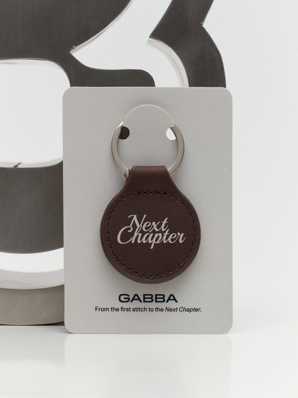 The Gabba Leather Key Ring - Brown features 